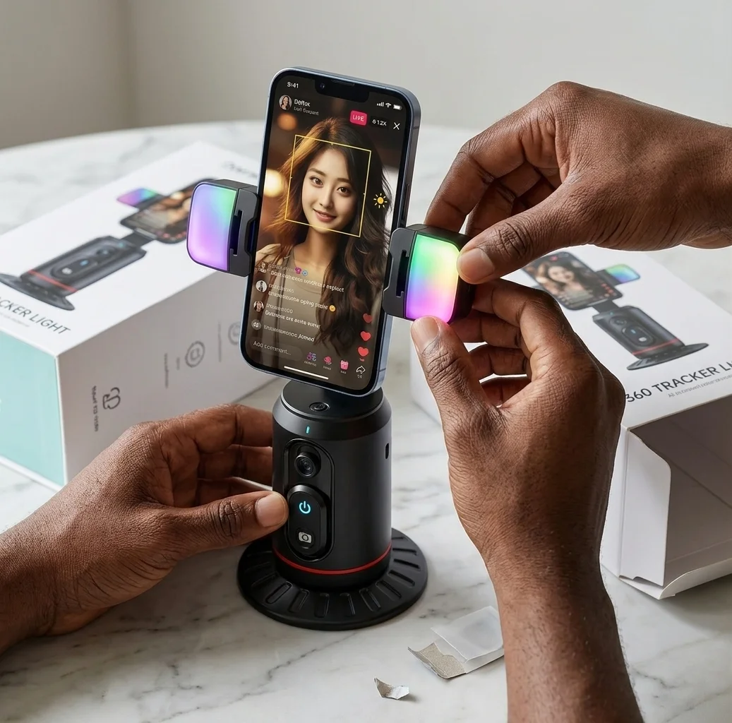 Support De Téléphone Rotatif à 360⁰ avec suivie Facial IA Automatique